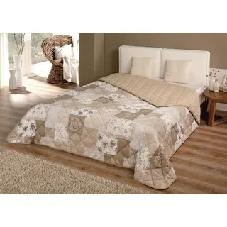 Tagesdecke Bettüberwurf Allzweckdecke ca. 220x240 cm Überwurf Patchwork Sofa XXL Design: Champagner Patchwork - Beige