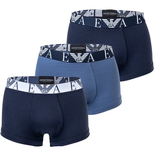 EMPORIO ARMANI Herren Boxer Shorts, 3er Pack - Trunks, Pants, Stretch Cotton Marine M