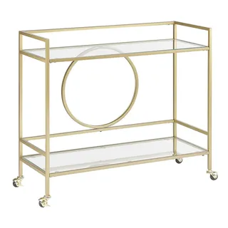 Beliani Servierwagen, Gold, Transparent, Metall, 35x81x90 cm, Esszimmer, Servierwagen