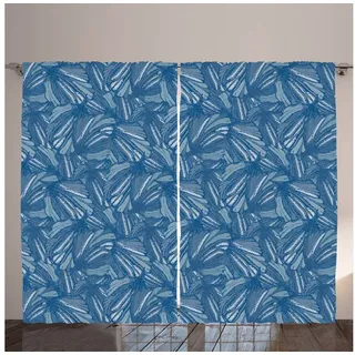 Gardine Gardinen mit Schlaufen und Haken 140 cm x 2 Vorhangbahnen, Abakuhaus, Abstrakt Boho Aquatische Farben Blumen blau|lila
