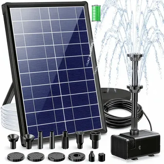 Biling 7,5W Solar Springbrunnen für Außen mit 3600mAh Akku bis 600 L Teiche