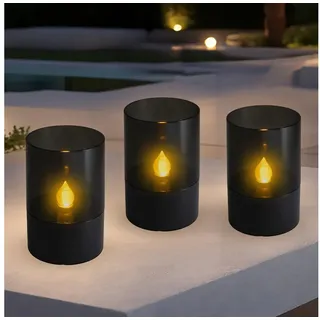 Spetebo Mini Solar LED Tischlampe Schwarz 3 St.