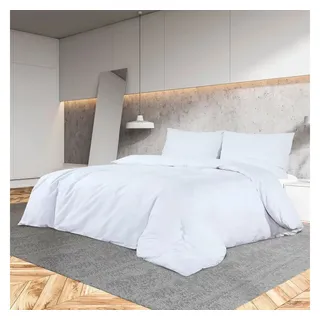 vidaXL Bettwäsche-Set unifarben Mikrofaser Weiß 200 x 220 cm + 80 x 80 cm