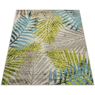 Paco Home Designer Teppich Wohnzimmer Urban Jungle Palmen Design Braun Beige Grün Blau, Grösse:120x170 cm
