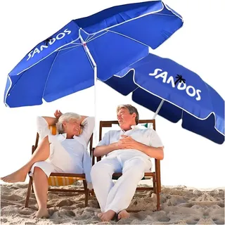 Faltbarer Garten- und Strandsonnenschirm, doppelt faltbar, wasserdichte Hülle, XXL - Blau
