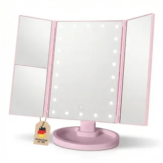 Intirilife LED-Lichtspiegel (1-St), Schminkspiegel mit LED Beleuchtung Kosmetikspiegel Makeup Spiegel rosa 29 cm x 7.2 cm x 34.5 cm