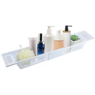 JDBDU Badewannenablage, Badewannen-Tablett erweiterbares Badewannenbrett, Badewanne Küchenspüle Tablett, 57-80cm Badezimmertablett