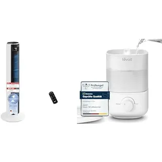 Levoit 20dB sehr leiser Turmventilator, 26W Ventilator mit DC Motor+‎Classic 160-2,5L Mini Luftbefeuchter