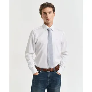 Gant für Herren. 3230300 Slim Fit Hemd aus weißem Satin (S), Lässig, Party, Baumwolle, Klassisch, Langarm