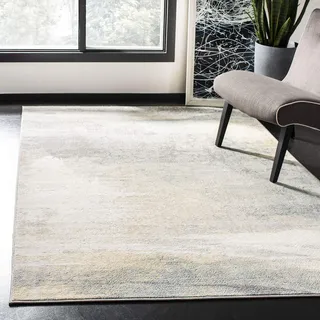 SAFAVIEH Abstrakt Teppich für Wohnzimmer, Esszimmer, Schlafzimmer - Jasper Collection, Kurzer Flor, Grau und Gold, 122 X 183 cm