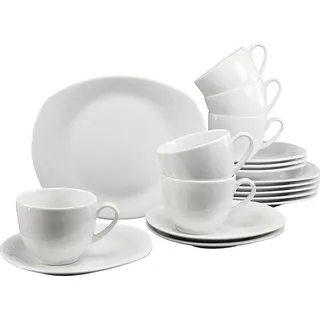 CreaTable FINESSA - Kaffeeservice weiß 18-tlg aus Porzellan / Kaffeegedeck - Weiß