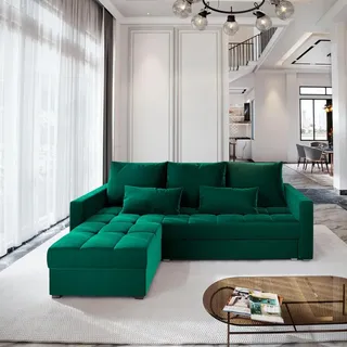 Masseno Ecksofa KOS PIK mit Schlaffunktion L-Form, Sofa mit Bettkasten, Wohnzimmersofa, Couch, Soffa, Bettsofa, Couchgarnitur- Grün, KRONOS 19 - Grün