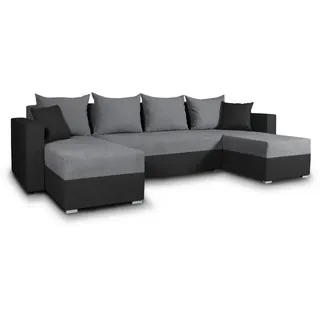 Sofnet Wohnlandschaft, Schwarz, Textil, 7-Sitzer, U-Form,Rechteckig, 298x80x142 cm, Wohnzimmer, Sofas & Couches, Wohnlandschaften, Wohnlandschaft U-Form