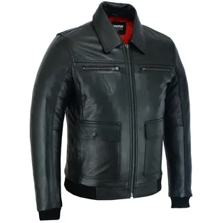 RUBSONS MEN'S LEATHER BOMBER PILOT JACKET (DE/NL/SE/PL, Alphanumerisch, XXL, Regular, Regular, Black) - XXL