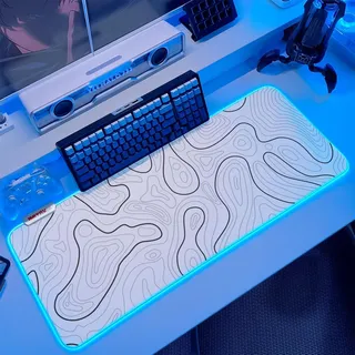 JMIYAV Weiß RGB Gaming Mauspad Led Erweiterte Groß Weiss Schreibtischunterlage Rutschfester Gummi XL XXL White Gaming Mousepad Großes weißes Mouse Pad Led Mousepad für Gamer 800x300 mm migongW