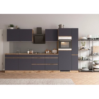 Kochstation Küche KS-Riesa, Stellbreite 330 cm, ohne E-Geräte grau