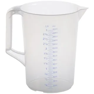 Hünersdorff Messkanne 3000 ml PP, 2 Skalen geschlossener Griff transparent
