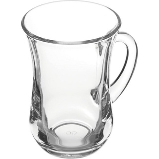 Pasabahce Teeglas Keyif Türkische Teegläser Cay Bardagi Mit Henkel Griff, 6 Stück aus Glas transparent