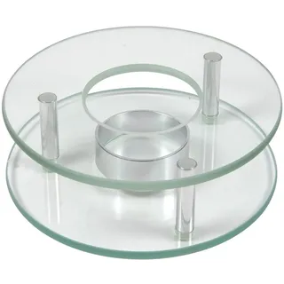 Stövchen aus Glas, 12 cm, moderner Teewärmer mit Edelstahl-Einsatz