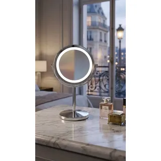 LED Kosmetikspiegel beleuchteter drehbarer Standspiegel mit 7-fach Zoom Spiegel