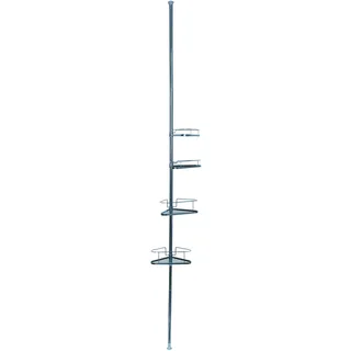 MSV Duschregal Stahl 4 Ablagen Höhenverstellbar 35,5 cm x 25,5 cm x 250 cm Chrom