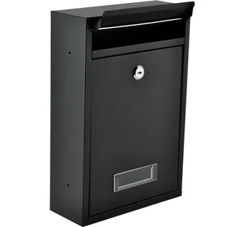 Moderner Briefkasten Briefschlitz mit Abdeckung Namensschild/ Sichtfenster Abschließbar 2 Schlüssel Edelstahl Schwarz 6237 - Schwarz