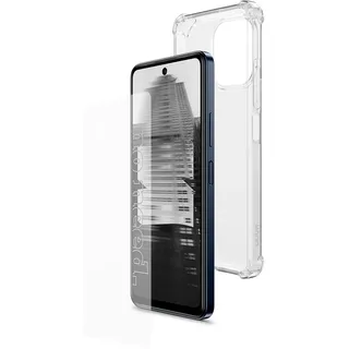 WUUM S Pro Protection Pack - Schutzhülle aus transparentem Silikon + Hartglas S PRO mit verstärkten Ecken, extra robust und leicht