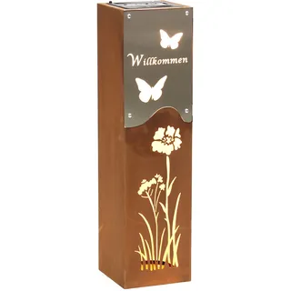 Harms Import Dekosäule Außenleuchte Edelstahl Kunststoff H 57,5 cm 1x LED warmweiß