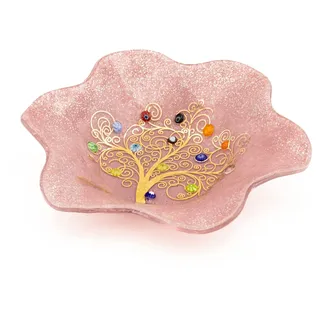Sospiri Venezia Murano-Glas-Objekttablett mit handgefertigter Baum des Lebens-Dekoration dekorative Schale Wohndekoration Geschenkidee handgefertigt in Italien (19 x 19 cm)