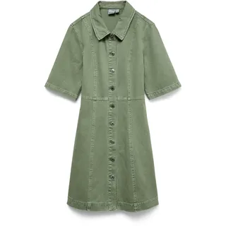 Vero Moda Jeanskleid  Kurzarmkleid unifarben Grün 34