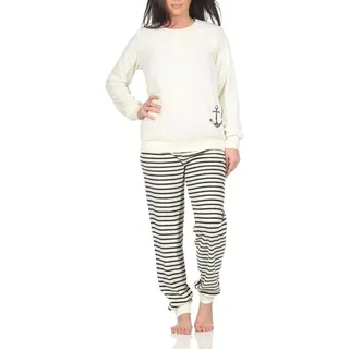 normann Frottee Pyjama Gestreift Weiß 52/54