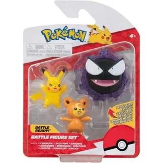 Jazwares Pokémon Battle Figuren 3er-Pack Teddiursa, Pikachu, Nebulak 5 cm