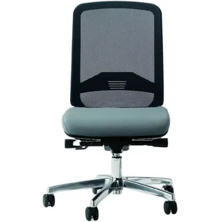 Bisley Bali Bürostuhl ergonomisch, Stoff & Netzbezug in schwarz/grau - Ergonomischer Drehstuhl mit Aluminium Fußkreuz, Stuhl ohne Armlehne,