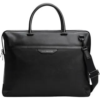 Tommy Hilfiger Herren Laptoptasche Business aus Leder, Schwarz (Black), Einheitsgröße