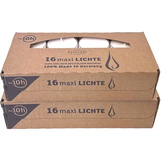 EDZARD 32 Maxi-Teelichter (Ø 54 mm), Kunststoffhülle | 10 Stunden Brenndauer, weiß, durchsichtige farblose Hülle, ohne Duft, Teelichtkerzen, Nightlights, für Teelichtglas, Laterne