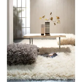 Theko | Flokati Teppich aus 100% Schurwolle nachhaltiger Teppich FLOKOS 1250 | handgewebt | Farbe: Natur | 250x350 cm