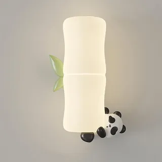 Kinderzimmer Wandlampe Panda Bambus Design 12W LED Wandleuchte Babyzimmer Modern Cartoon Dimmbar Nachttisch Wandbeleuchtung Kinder Wandlicht 3000K/4000K/6000K für Junge und Mädchen Schlafzimmer