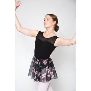tanzmuster Schlupfrock Damen Ballettrock Ylvie aus geblümtem Netzstoff elastischer Bund schwarz 40