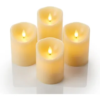 Relaxdays LED Kerzen, 4er Set, Creme
