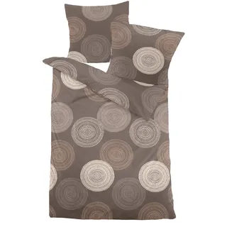 Dormisette Fein-Biber Bettwäsche 9400 Braun-Taupe 100% Baumwolle 135x200 + 80x80 cm