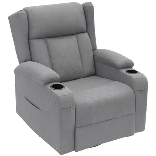 Woltu Relaxsessel mit Liegefunktion PU 94,5 x 103,5 x 87 cm Grau mit Tasche
