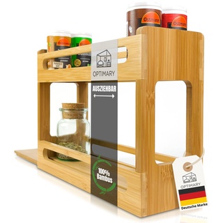 OPTIMARY® Gewürzregal ausziehbar für den Küchenschrank/Innenschrank - Praktischer Gewürz Organizer - Bambus Holz - Kleben oder Bohren