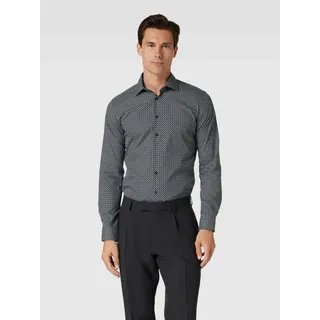 Super Slim Fit Business-Hemd mit Strukturmuster, Black, 41