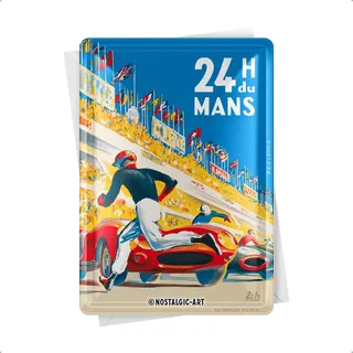 Nostalgic-Art Retro Blechpostkarte, 10 x 14 cm, 24h Le Mans – Racing Poster Blue – Geschenk-Idee für Motor-Fans, Original Lizenzprodukt (OLP), Postkarte aus Metall, Mini-Blechschild als Grußkarte