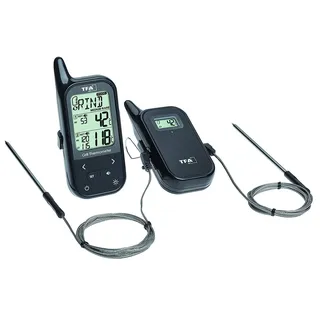 TFA Dostmann Küchen-Chef Twin Funk-Grill-Bratenthermometer mit Zwei Einstechfühlern und versch. Funktionen (schwarz mit Batterien)