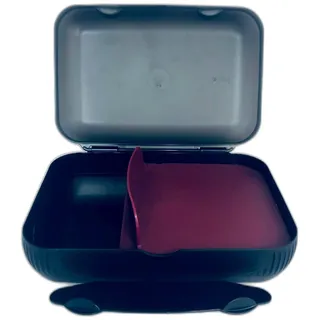 Tupperware To Go Lunch-Box schwarz dunkelrot beere mit Trennung Brotbox Sandwich Dose