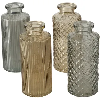 Boltze Glasvase Panja 4-teilig, 14 cm, Ø 6 cm, beige