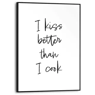 Poster REINDERS "Cooking Kisses", schwarz-weiß (farbe bild(er): schwarz, weiß), B:30cm H:40cm T:1,6cm, Bilder, Poster, Küche - Schwarz-Weiß - MDF - Sprüche - 30x40 cm