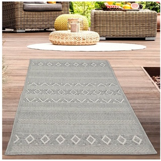Outdoorteppich Sisalteppich indoor & outdoor Balkon Terrasse Küche Wohnzimmer gestreiftes Diamanten Rautenmuster grau, Carpetia, rechteckig, Höhe: 10 mm grau