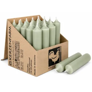 Kurze Stabkerzen Tafelkerzen durchgehend gefärbt Spitzkerzen für die Tisch-Deko zur Hochzeit Weihnachten & Party (25, Salbei-Grün)